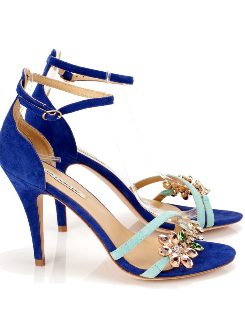 New Crystal Genuine Suede Leather Stiletto Heels Sandals NYC Designer Handmade